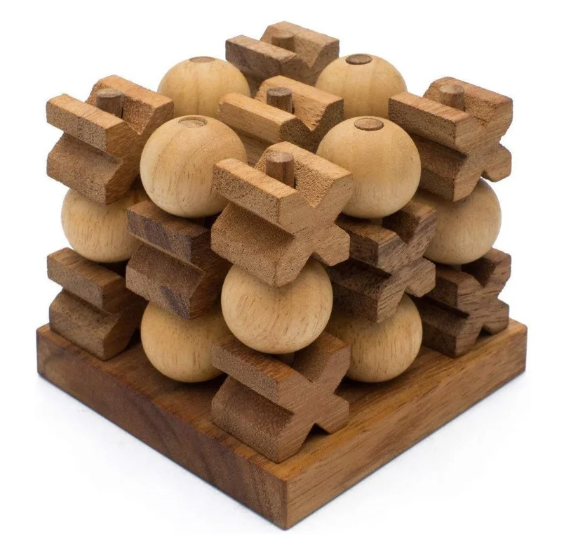 W192 деревянная 3D XO Tic Tac Toe XOXO игра ручной работы для взрослых