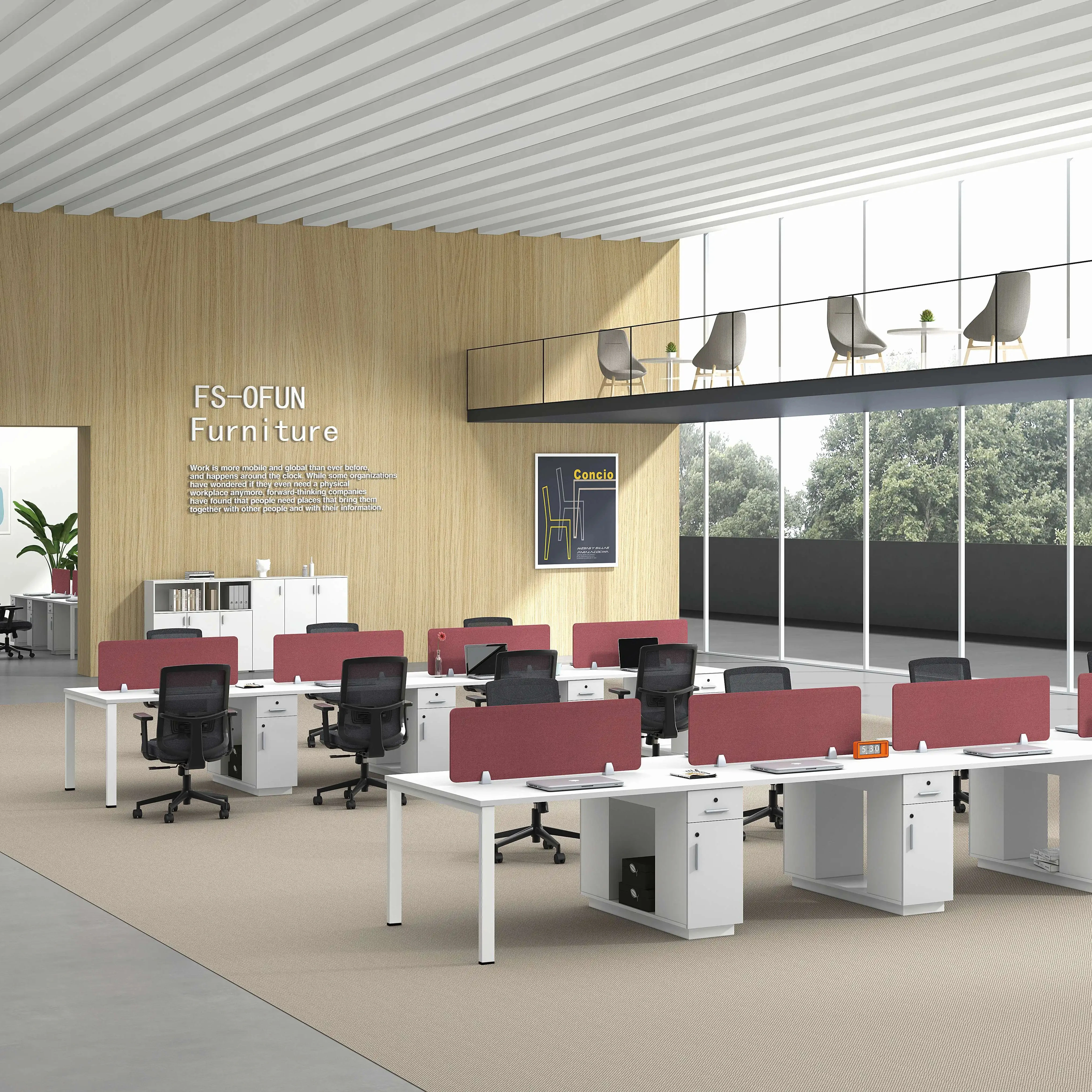 Customize Modern Design Business Cubicle Modular Cable Management Office System 2 4 6 Person Workstation Furniture Desk Table