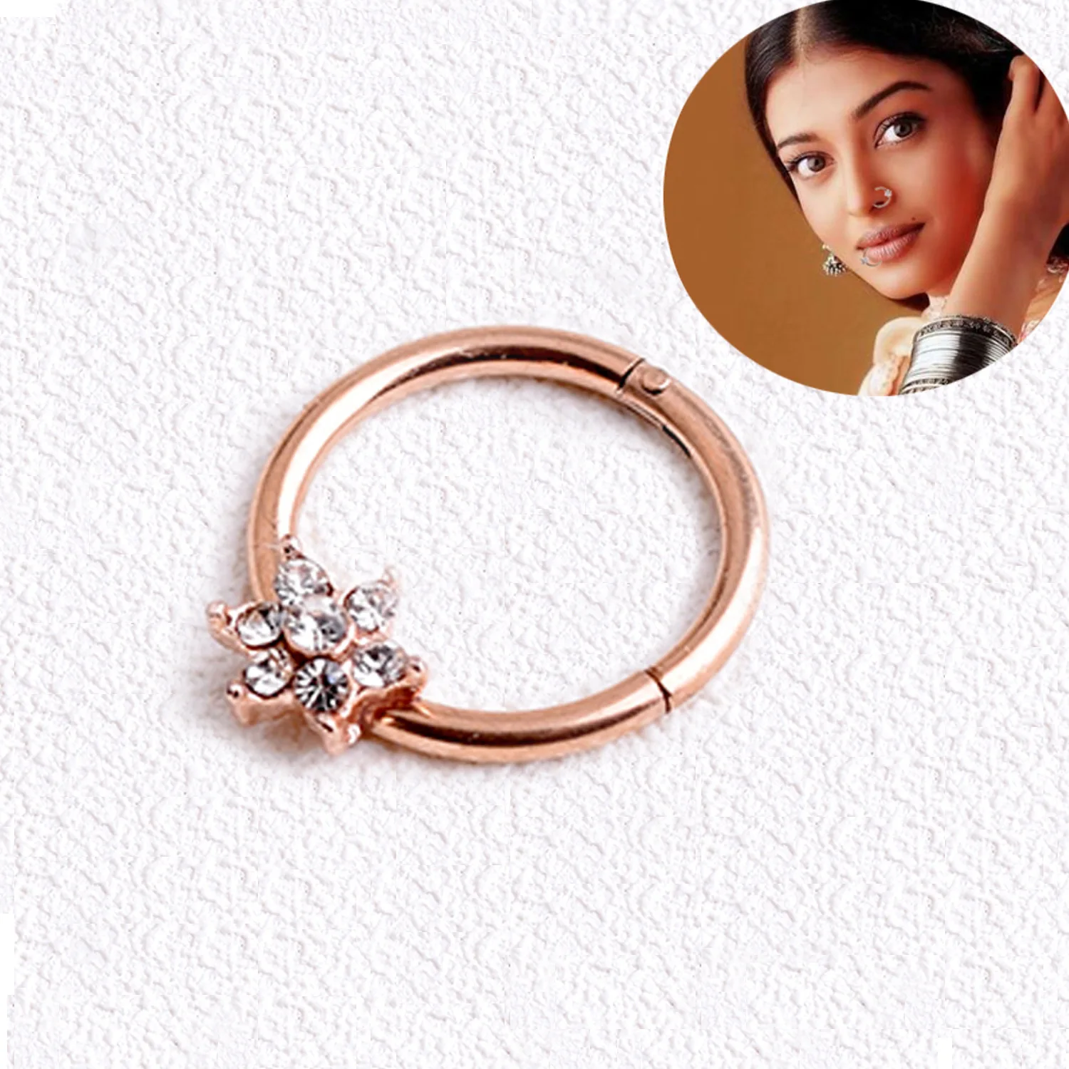 
Women Custom fashion gold plated body piercing face nose ring jewelry 2021 christina piercing jewelry Multifunctional plum 