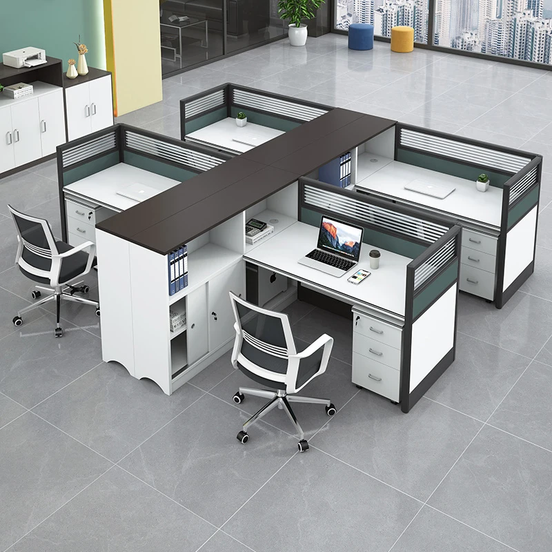 Модульная 4-местная офисная перегородка