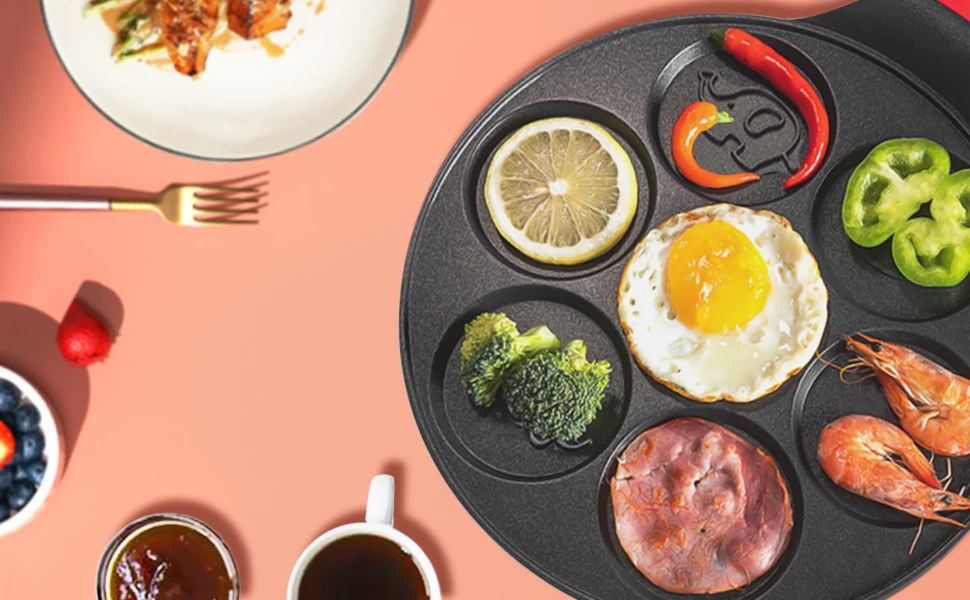 Household Non-stick Induction Pan Cooker Frying Pan Smiley Face Mini Pancake Waffle Pan Commercial