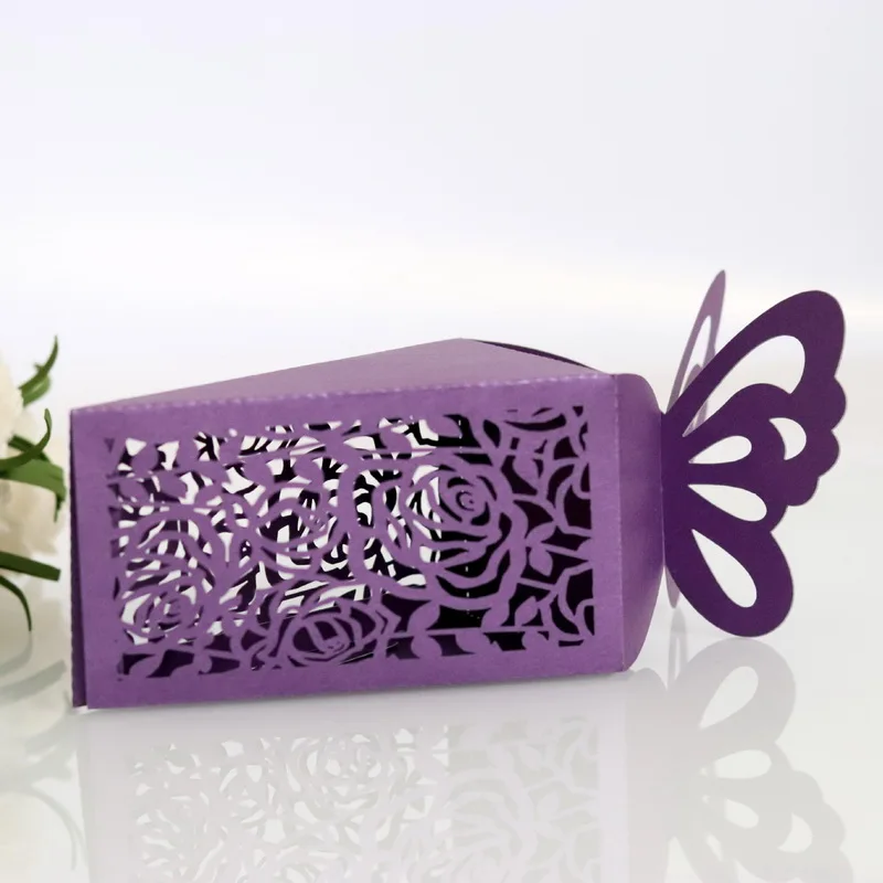 Triangle Laser Cut Butterfly Wholesale Sweet Box Paper Chocolate Candy Gift Box
