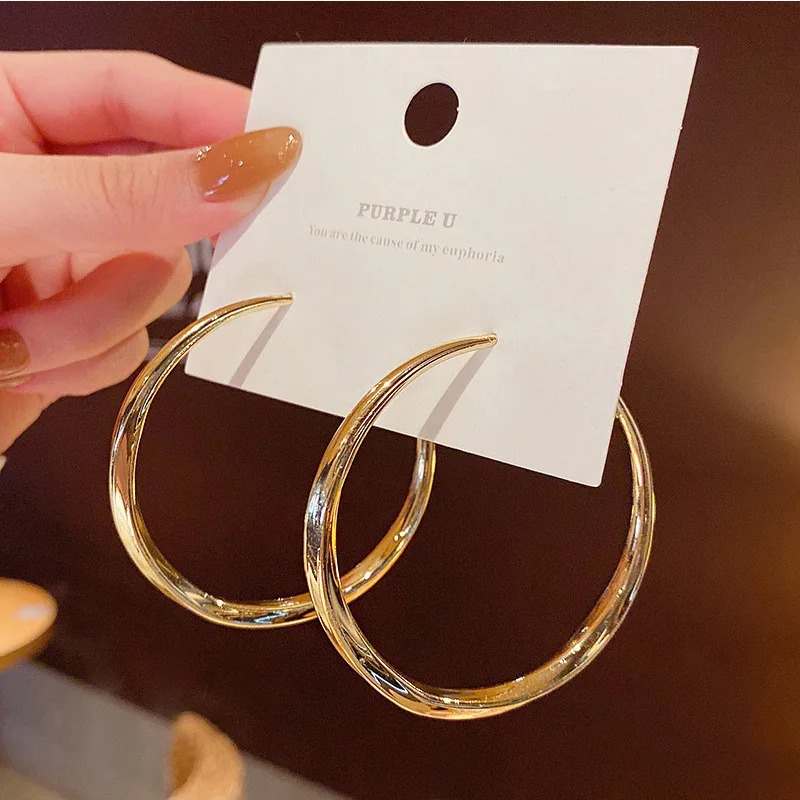18K Gold Chunky Big Circle Drop Hoop Earrings Fashion Jewelry Trendy S925 Sterling Silver Needle Classic Round Gold Hoop Earring