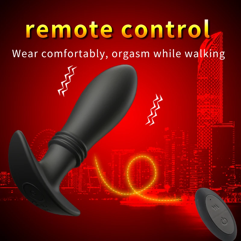 Clit Pussy Vaginal Massager Remote Wearable Butt Plug Stretch Expander Anal Plug Vibrator For Men Women