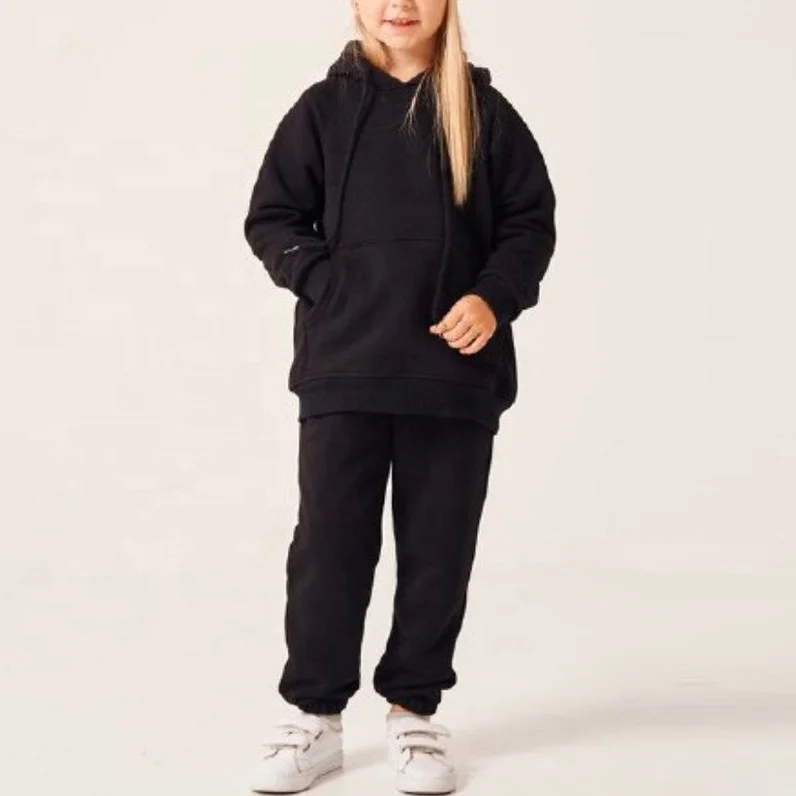 Winter fleece boys girls kids outfit pullover hoodie new born baby clothes set manufacturer in China