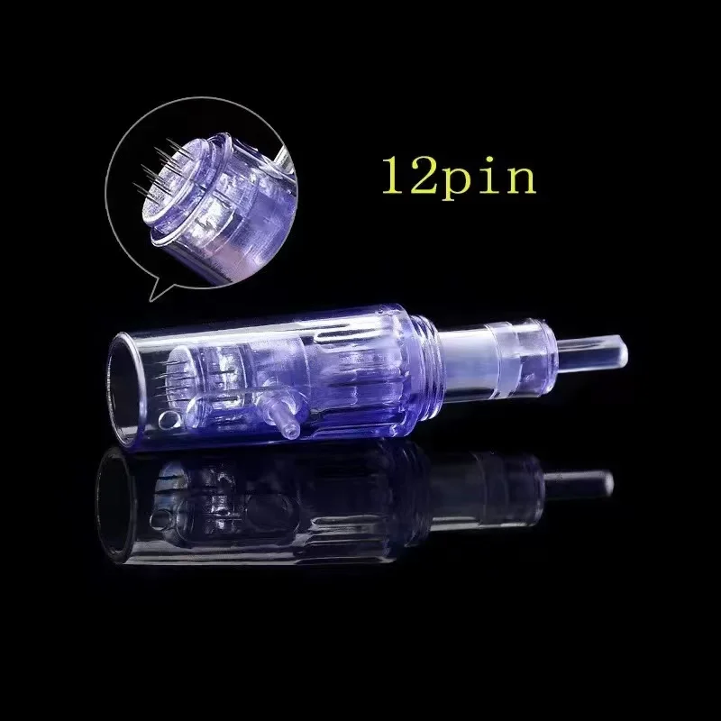 Crystal Blue Microneedle Screw Cartridge Replacement Pen Micro Needle 12 Pin/36 Pin /42 Pin/nano Tattoo Needles for Derma 3mm