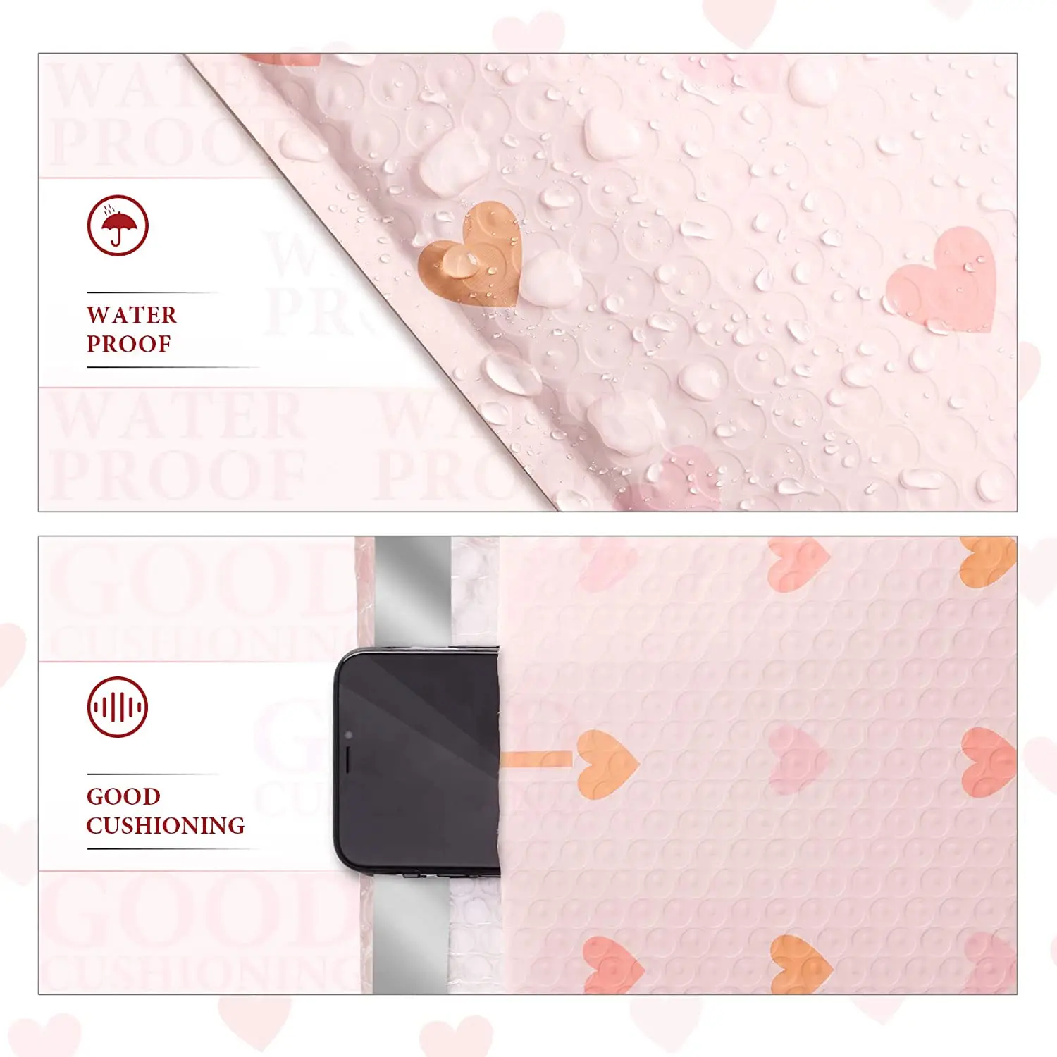 6*9 Pink Poly Bubble Mailers Custom Designer Shipping Envelopes Mailing Bags Self Seal Adhesive Waterproof Padded Packaging