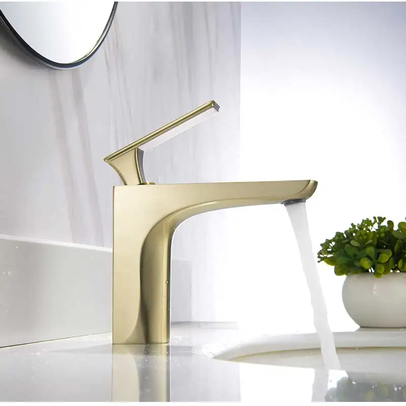 Web Celebrity Style Faucet Brass Basin Faucet Mixer Sink Taps Bathroom Brushed Grey Finish Basin Mixer