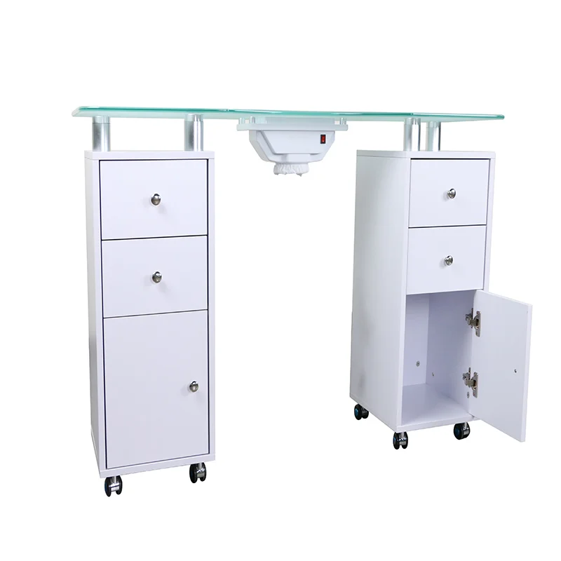 Light Luxury Manicure Table Nail Salon Furniture Pedicure Storage Desk with Double Drawers MDF Modern Durable Vanity Table
