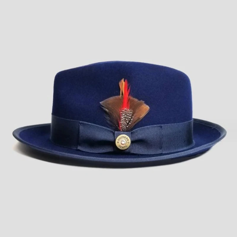 Woolen Denim Bowler Hat with Bow for Men and Women Hot Selling Jazz Hat for Fall and Winter