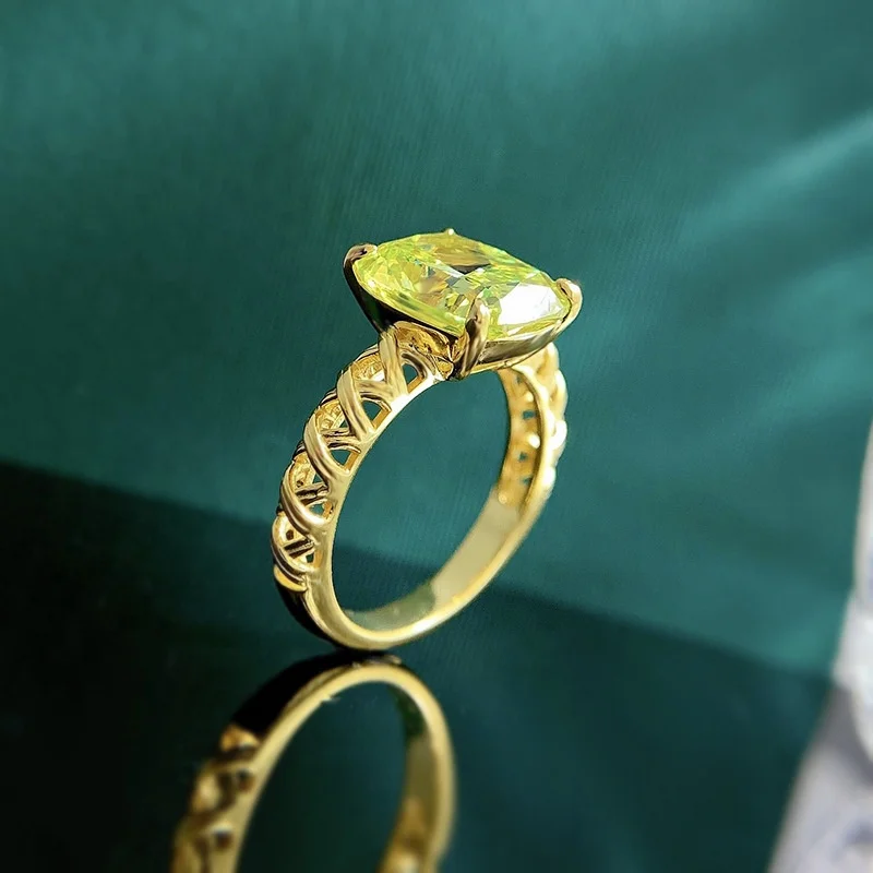 Green Peridot Wedding Ring Women Silver 925 Zircon Engagement Ring