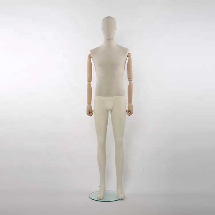 store window display fabric male mannequin men wrapping menichini with wooden arms for store display