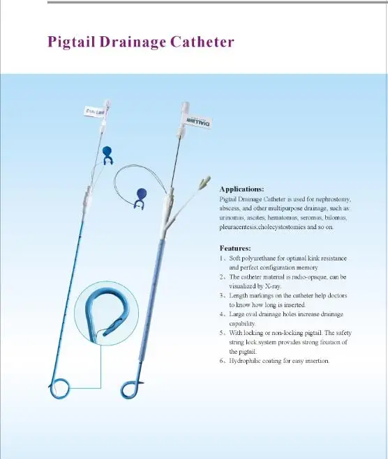 
china supplier medical pigtail drainage catheter with trocar 