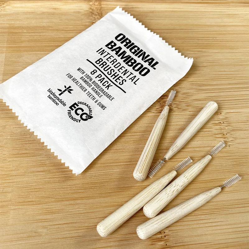 Eco friendly Organic Biodegradable Toothpick Paper Box Bamboo Interdental Brush