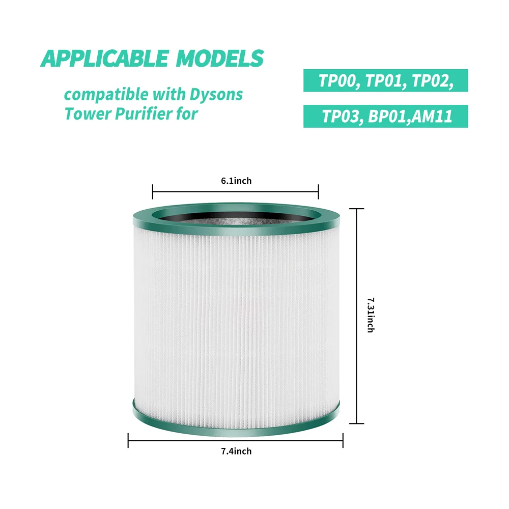 For Dysons TP01 Purifier Cartridge Active Carbon Hepa Air Filter Replaceable Cylinder Filter