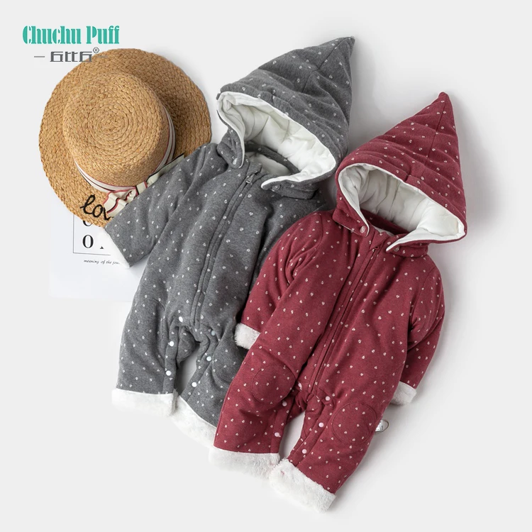 ChuchuPuff winter cute hooded kids jumpsuits newborn baby clothes jumpsuits