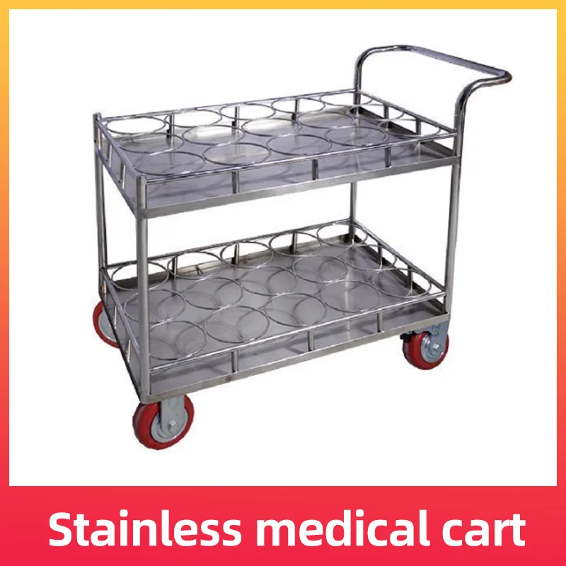 Hospital Stainless Steel with Two Drawer Medical Instrument Trolley,  Nursing Stainless Steel Trolley