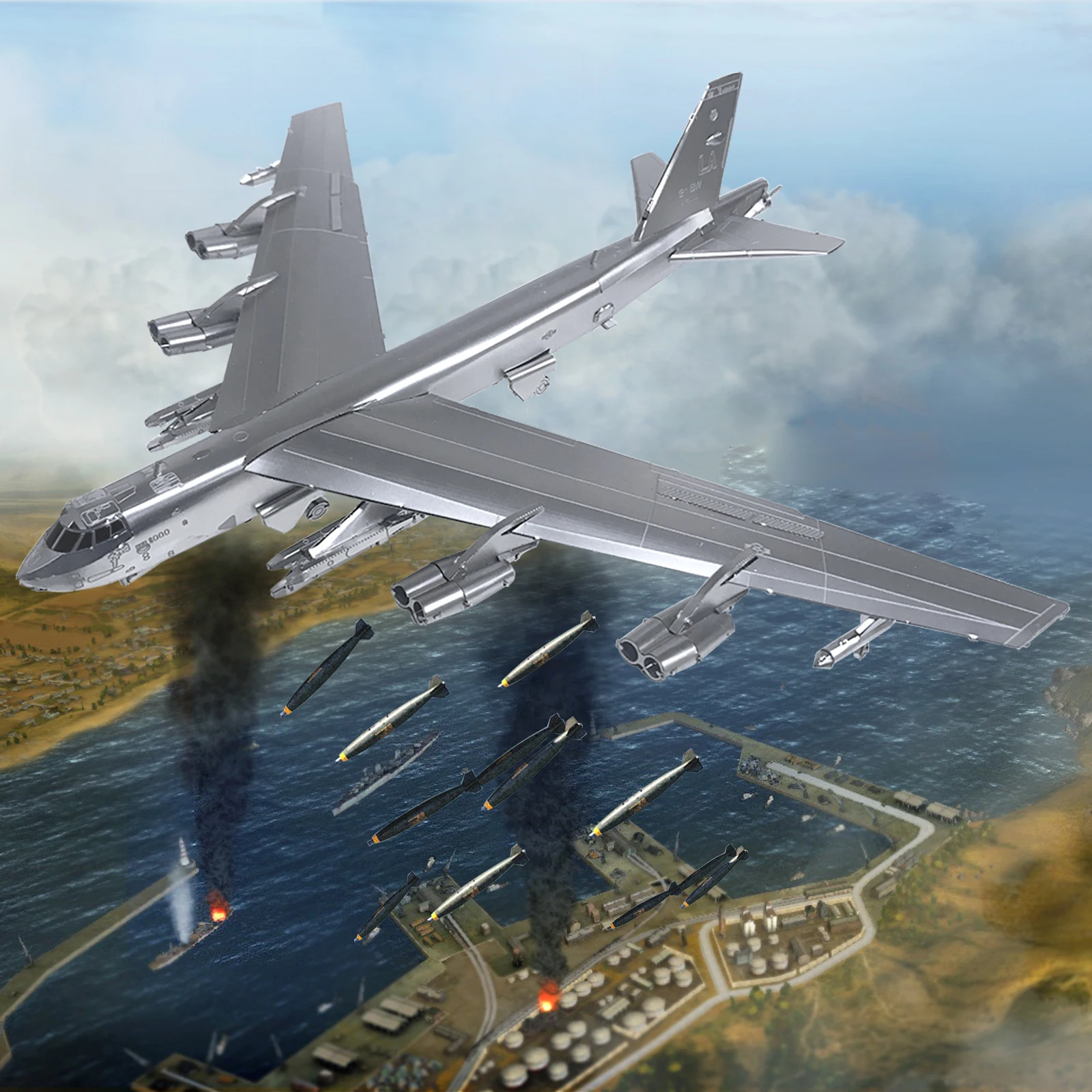 Piececool 1:200 Stratofortress American Military Airplane Model Building Kits  3D Metal Puzzles for DIY Assembly Puzzle