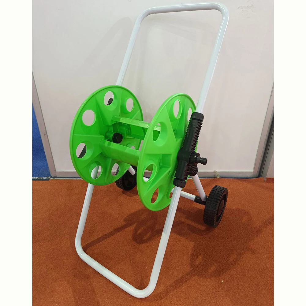 Factory Wholesale Iron bracket two wheels garden hose trolley