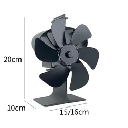 USA Warehouse in Stock Aluminum 6 Blade Leaf Heat Powered Stove Fireplace Fan Heat Powered Stove Fan for Home Living Room