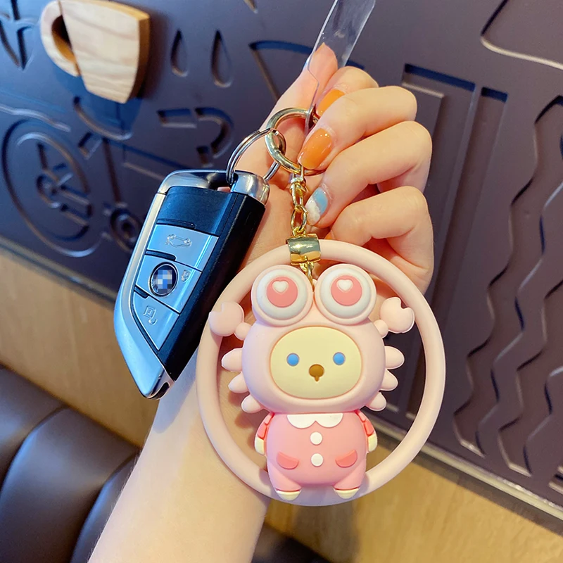 Baimao Wholesale new cartoon stress relief blink 2-in-1 keychain  mobile phone pendant cute crab doll keychain