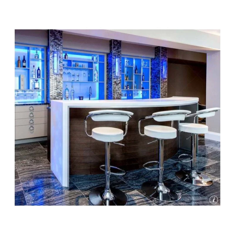 Half Round Home Bar For Sale Fantastic China Manufacturer Curved Shape Led Marble Translucent Stone Semi Circle Home Bar