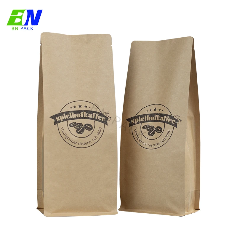 China manufacturer 250g 500g 1kg stand up bags aluminium foil flat bottom plastic coffee bean bag with valve