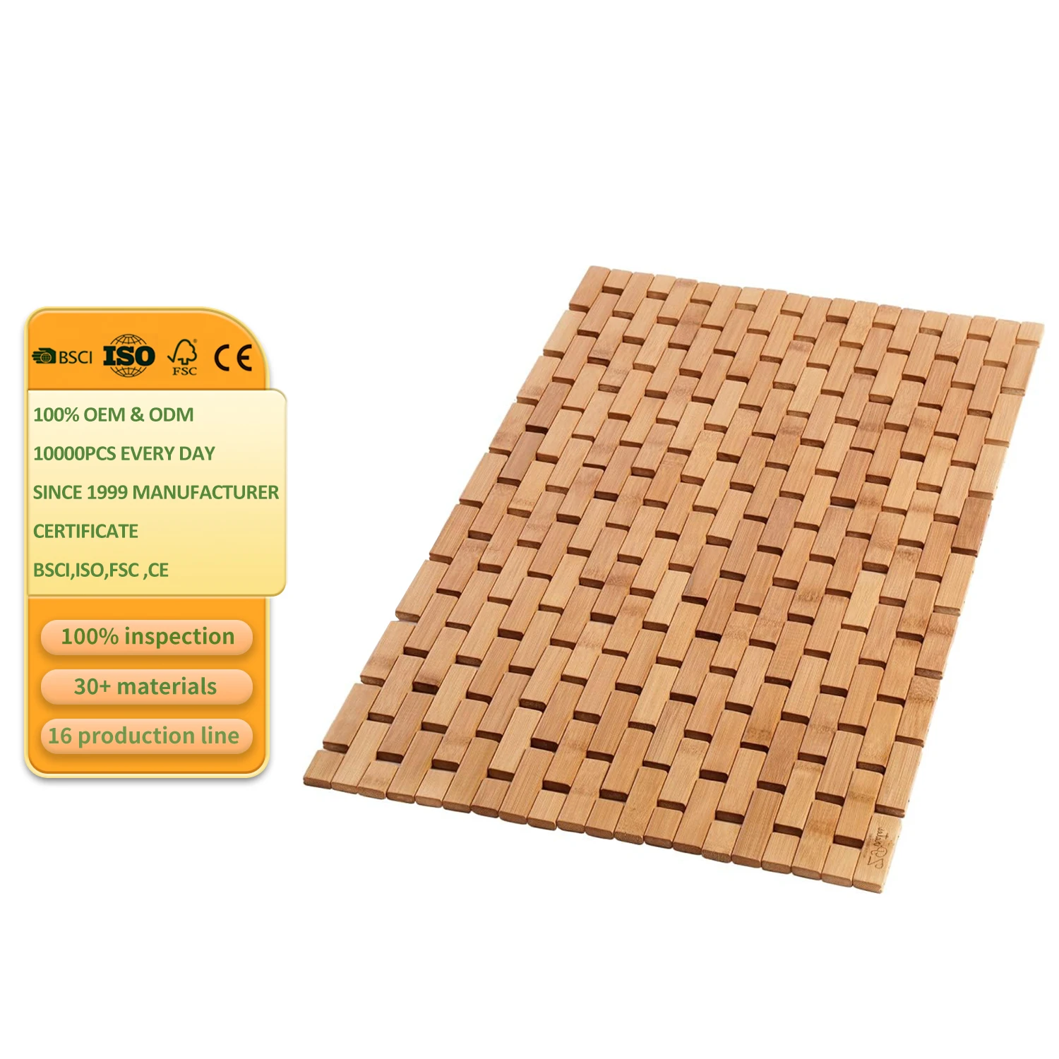 Sauna Spa Steps Decor and Accessory Bamboo Bath Mat for Bathroom Wooden Bathmat