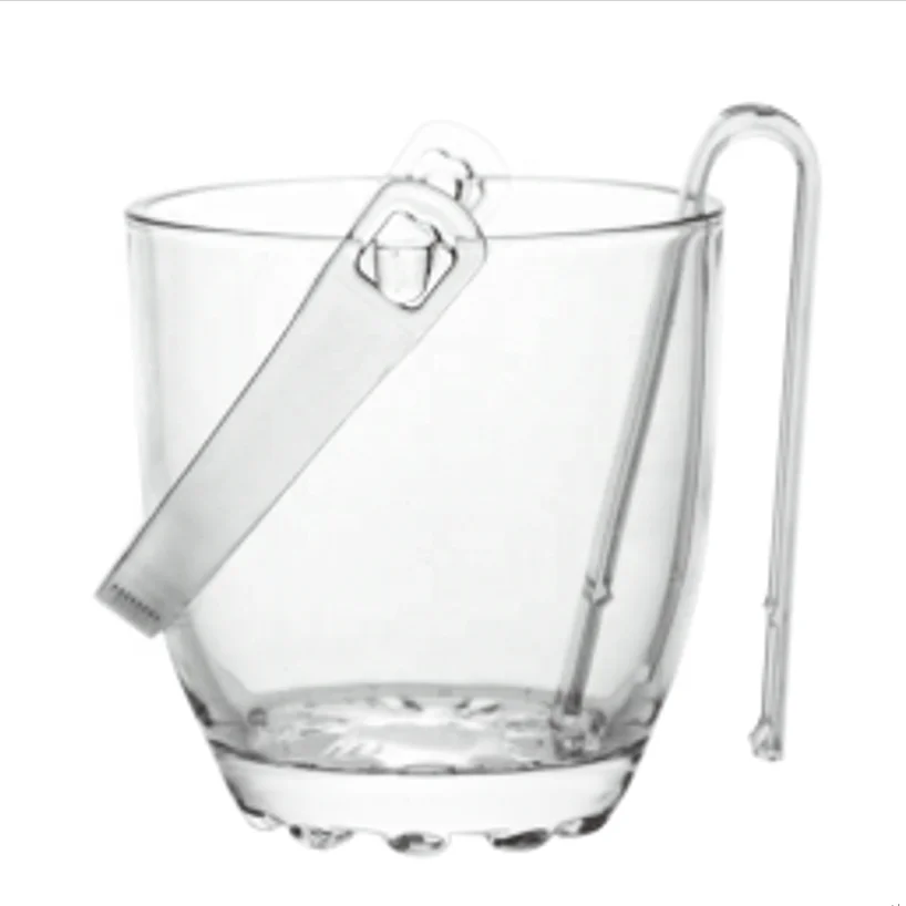 Crystal clear custom glass large ice bucket with handle