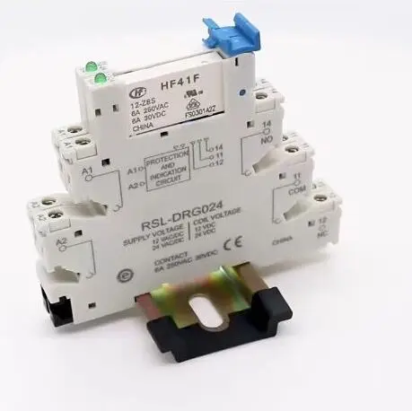 PLC 6.2mm thickness din-rail 6 A contact rating slim relay socket HF41F 024-ZS 41F-1z-c2-1