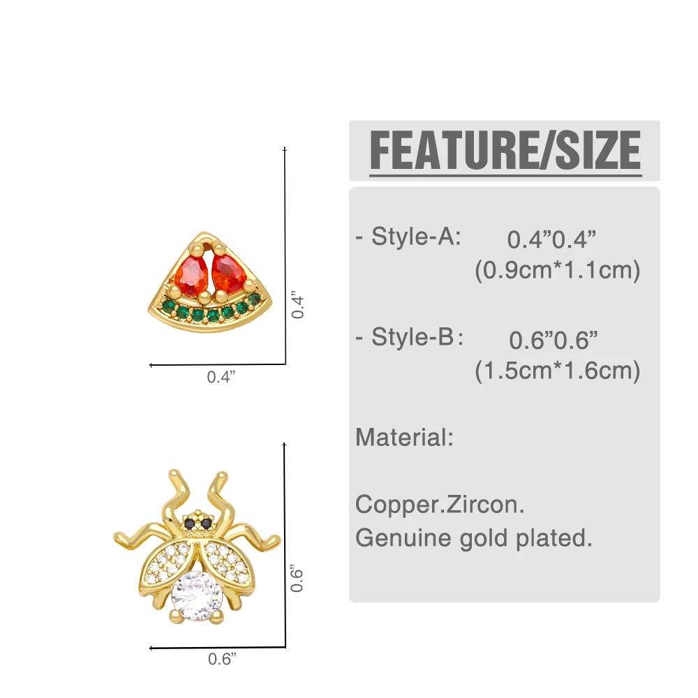 Dainty Cute Mini Animal Fish Jellyfish Bee Stud Earrings for Girls Colorful Zircon Watermelon Cartilage Earring Summer Jewelry