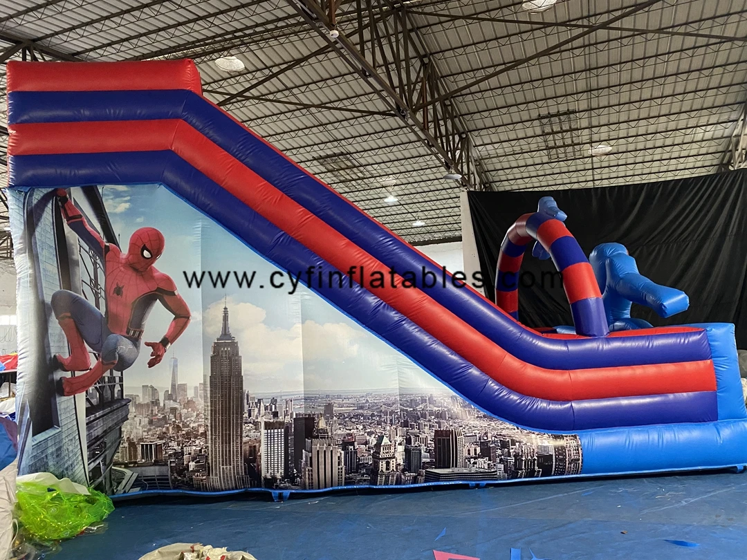 Commercial china super hero PVC factory price jumper kids jumping castle slide house inflatable spiderman bouncer for rental