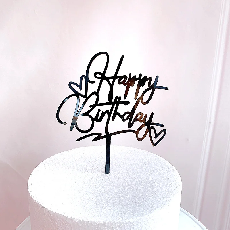 New Product Happy Birthday Double Love Acrylic Cake Topper