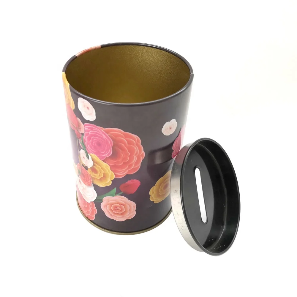 Factory Supply Coin Bank with Removable Lid,Metal Tin Can,Money Tin Box