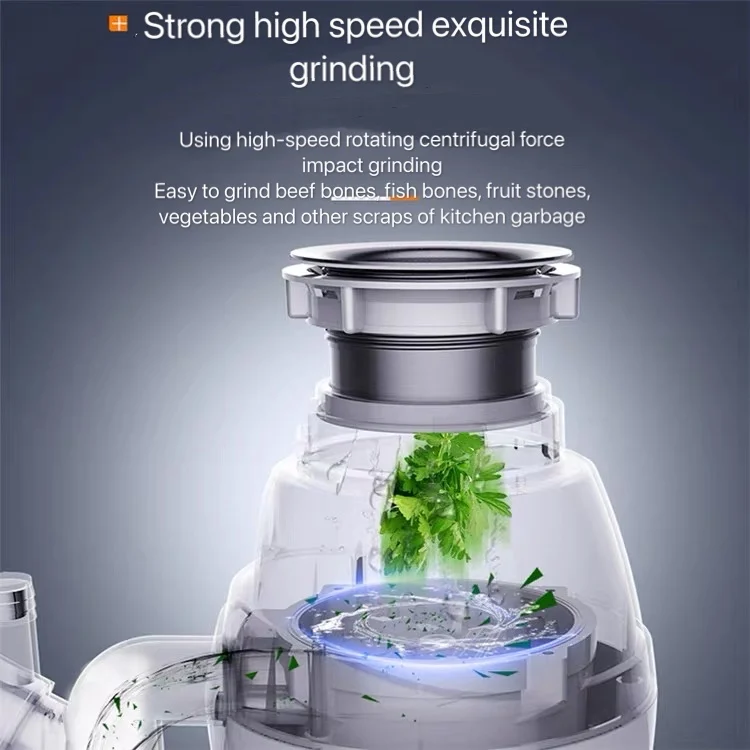 Household Food Waste Disposer Disposal Unit Garbage Disposal Continuous Feed Built-in Air Switch,Overload Protection