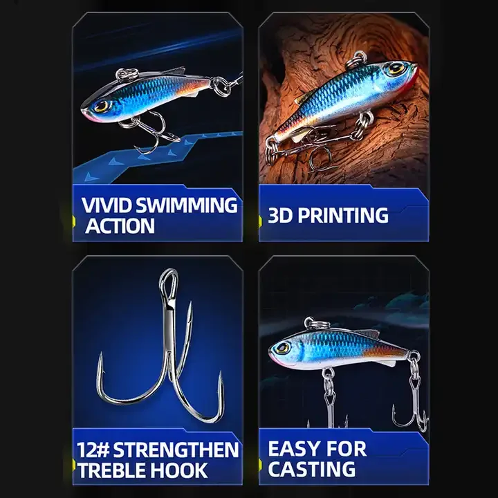 4cm 4.3g 5 Colors Artificial Hard VIB Fishing Lure Lifelike Sinking VIB Bait For Freshwater And Saltwater