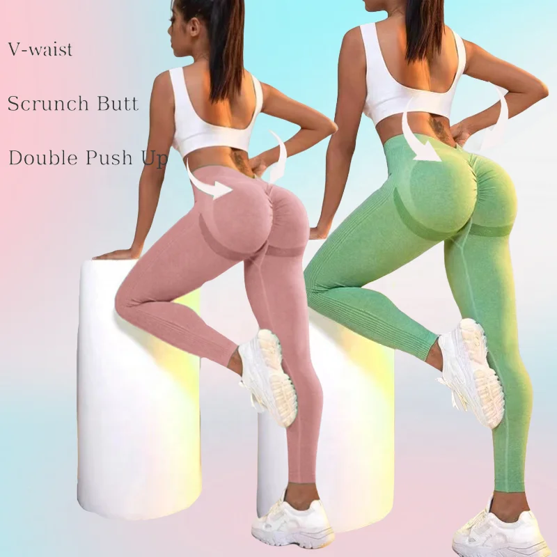 NEW V-waist Scrunch Booty Yoga Leggings For Women Gym Fitness Sport Wear Clothes Seamless Double push up Workout Running Pants