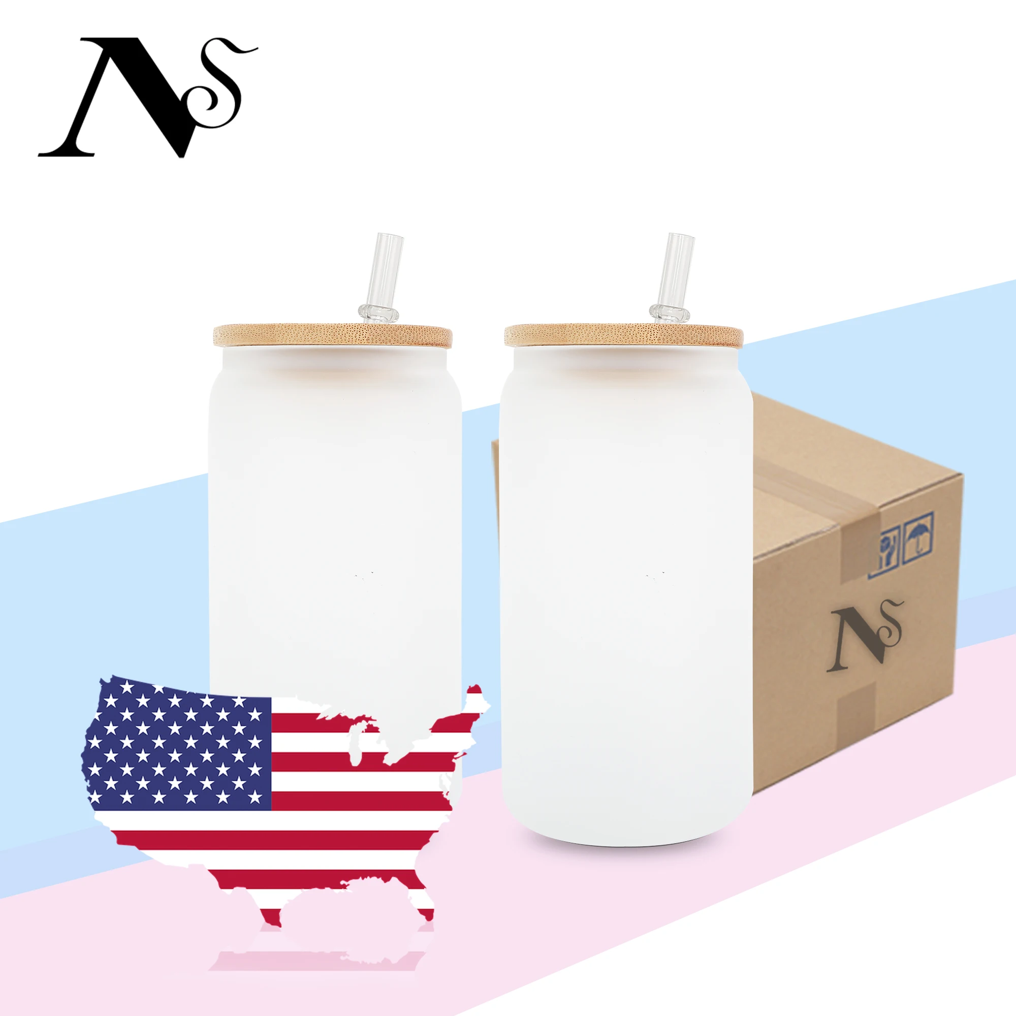 RTS US warehouse 12oz 16oz Beer Travel Straight Glass Can Water Bottles Blanks Tumblers Mug Sublimation Shot Glasses