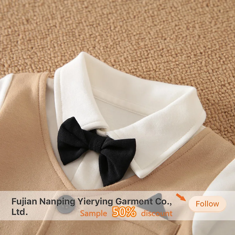 baby clothes autumn gentleman clothing baby one-piece clothes newborn100% cotton baby boys romper with collar