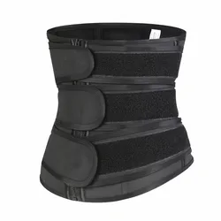 Custom Slimming Women Body Shapers Zipper Three Straps Belt Corset Waist Trainer with 3 Hooks Waist Cinchers Latex Black Opp Bag