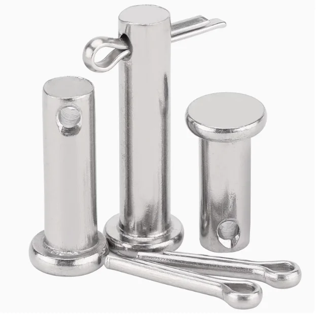 304 Stainless Steel Fasteners Flat Head Pin Shaft with Open Hole Cylindrical Pin Positioning Bolt Shaft Pin Set