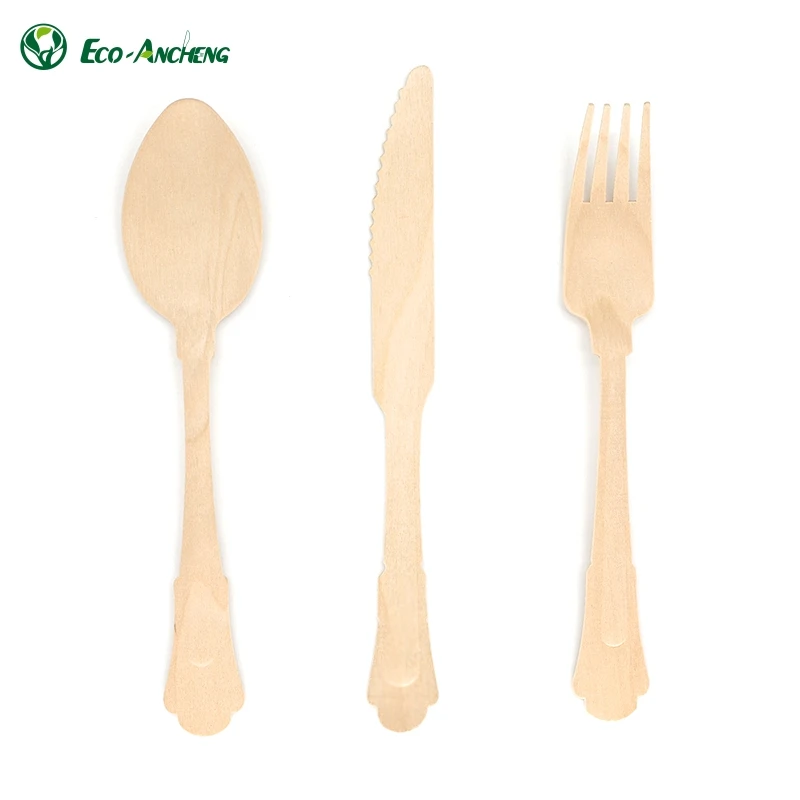 Eco-friendly Degradable High quality factory price disposable wooden cutlery tasting forks spoon knife