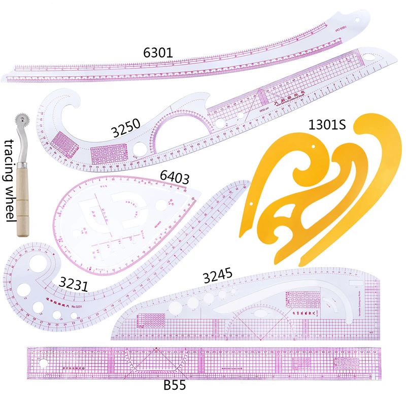 CZ-24 8pcs french curve ruler set Pattern Design sewing ruler for tailor