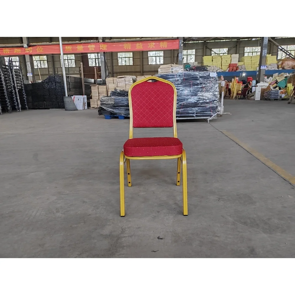 High Back Stackable OEM Colors Metal Frame Hotel Chairs Fabric Cushion Seat Hotel Banquet Chair