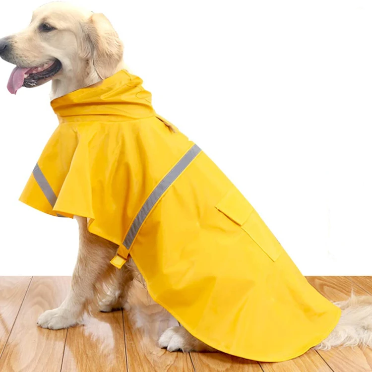 Amazon Hot selling Rain Poncho Jacket for Dogs Reflective Strip Hoodie Dog Raincoat