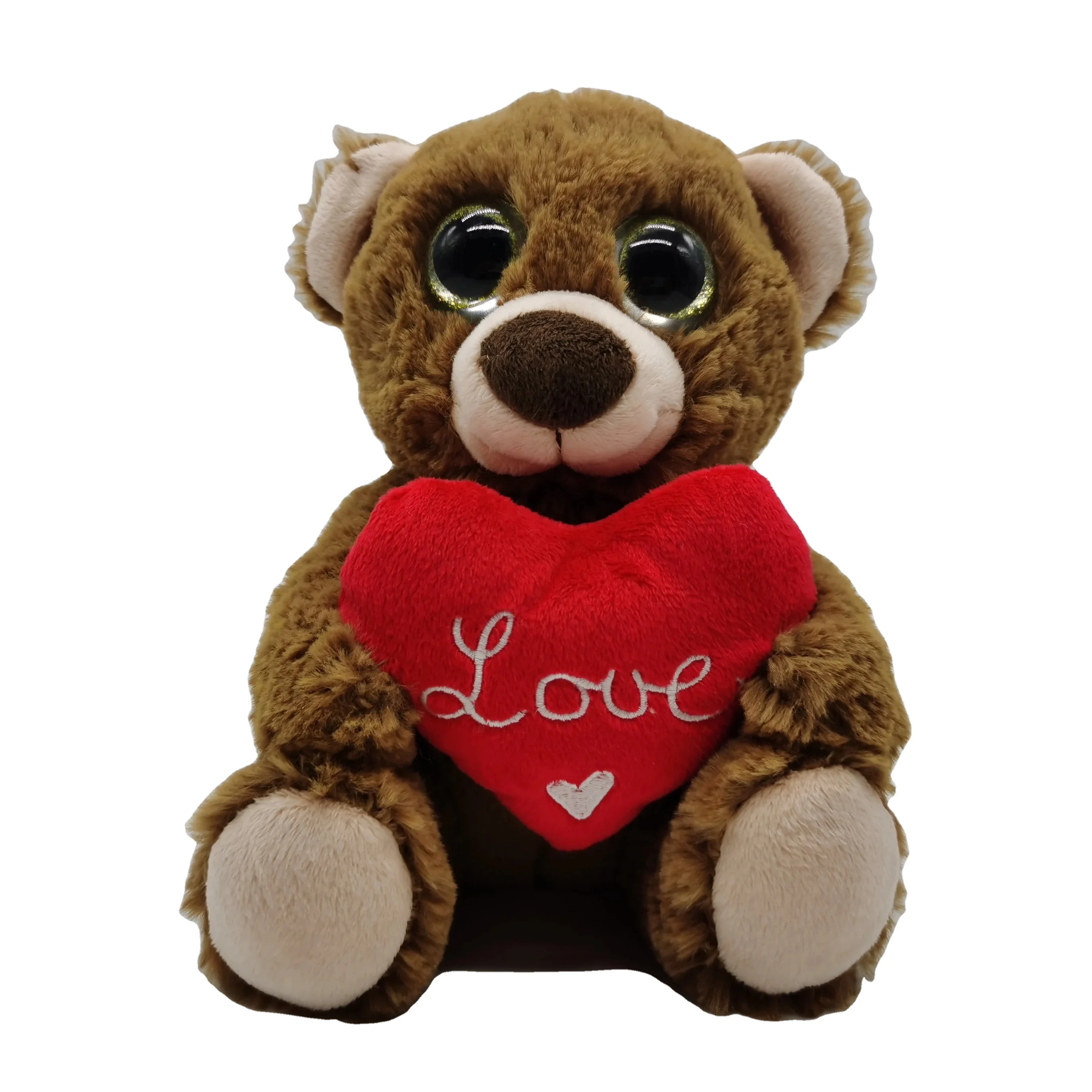 Oem Wholesale Kawaii Valentines Brown Bear with Heart Pillow Plush Stuffed Animal Toy