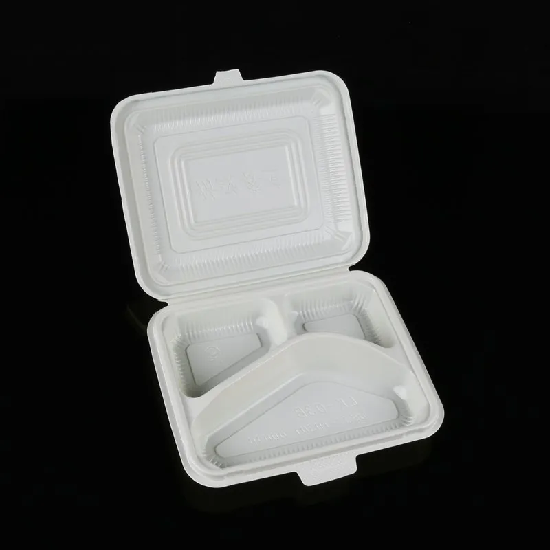
Clamshell takeaway food container disposable 3 compartment lunch box 