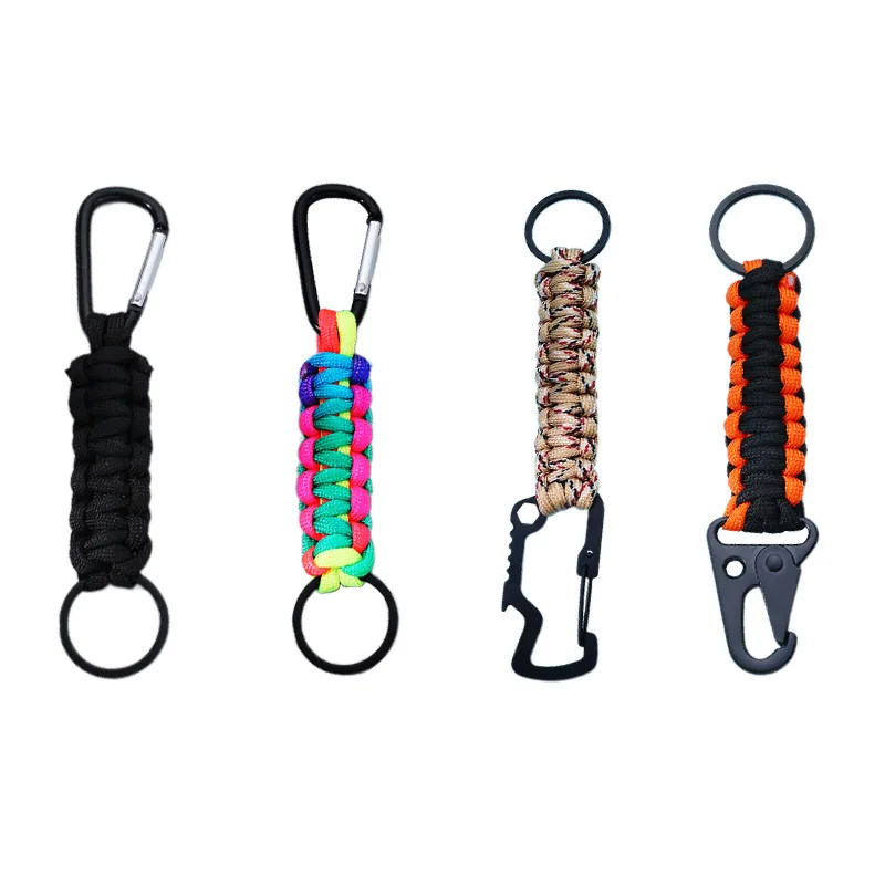 Outdoor Camouflage Paracord Braided Rope Carabiner Keychain