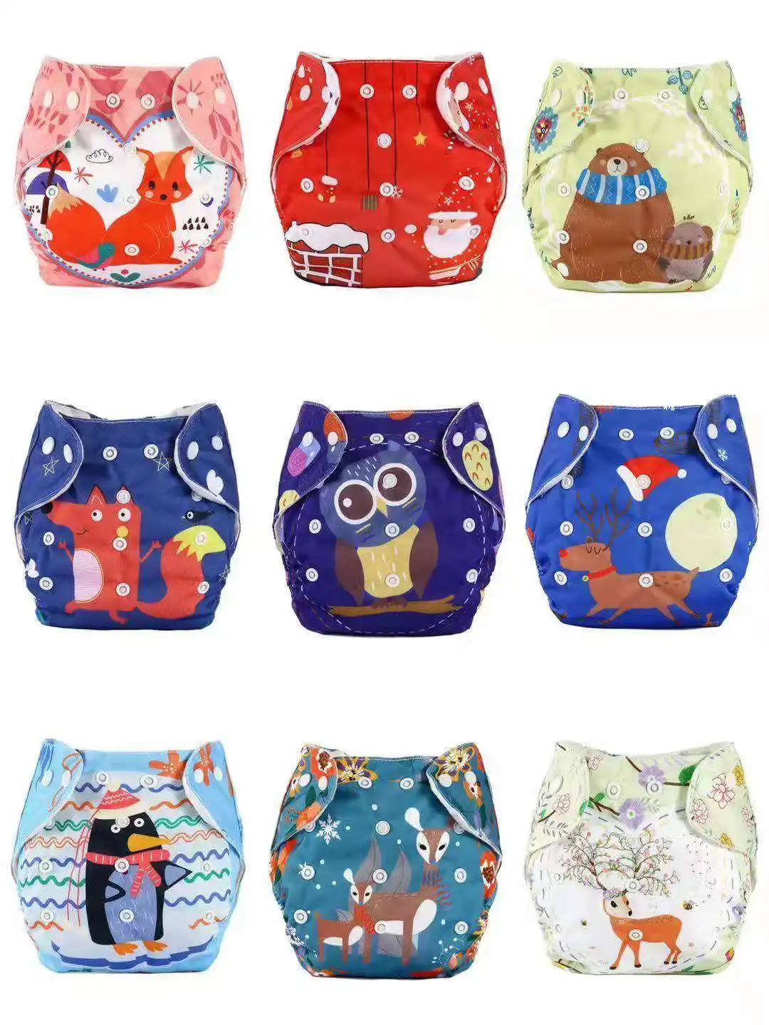 Free Sample waterproof Cloth Diapers Baby Breathable Adjustable Snap Reusable Nappies One Size Fits All Babies