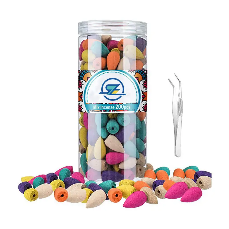 Hot Sale Mixed Color Waterfall Incense Burner Cones Lavender Green Tea Jasmine Rose Wormwood Sandalwood Backflow Incense Cones